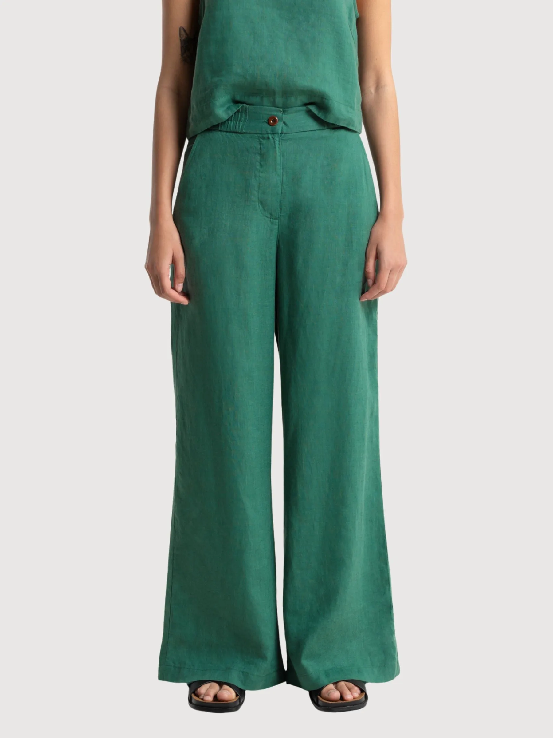 Lilian Trousers Bistro Green Women | King Of Indigo