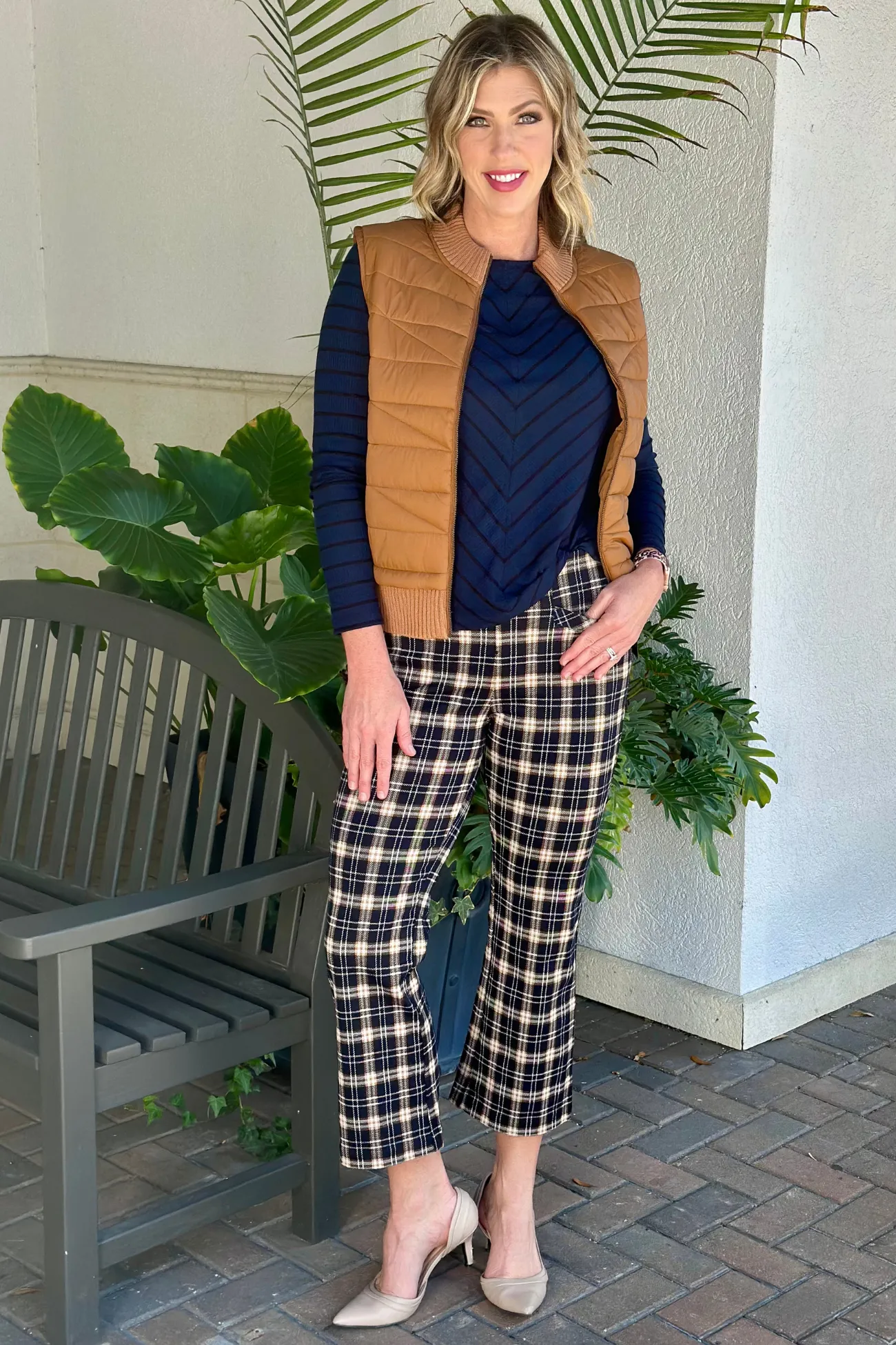 Liverpool Black Cinnamon Tartan Plaid Stella Kick Flare