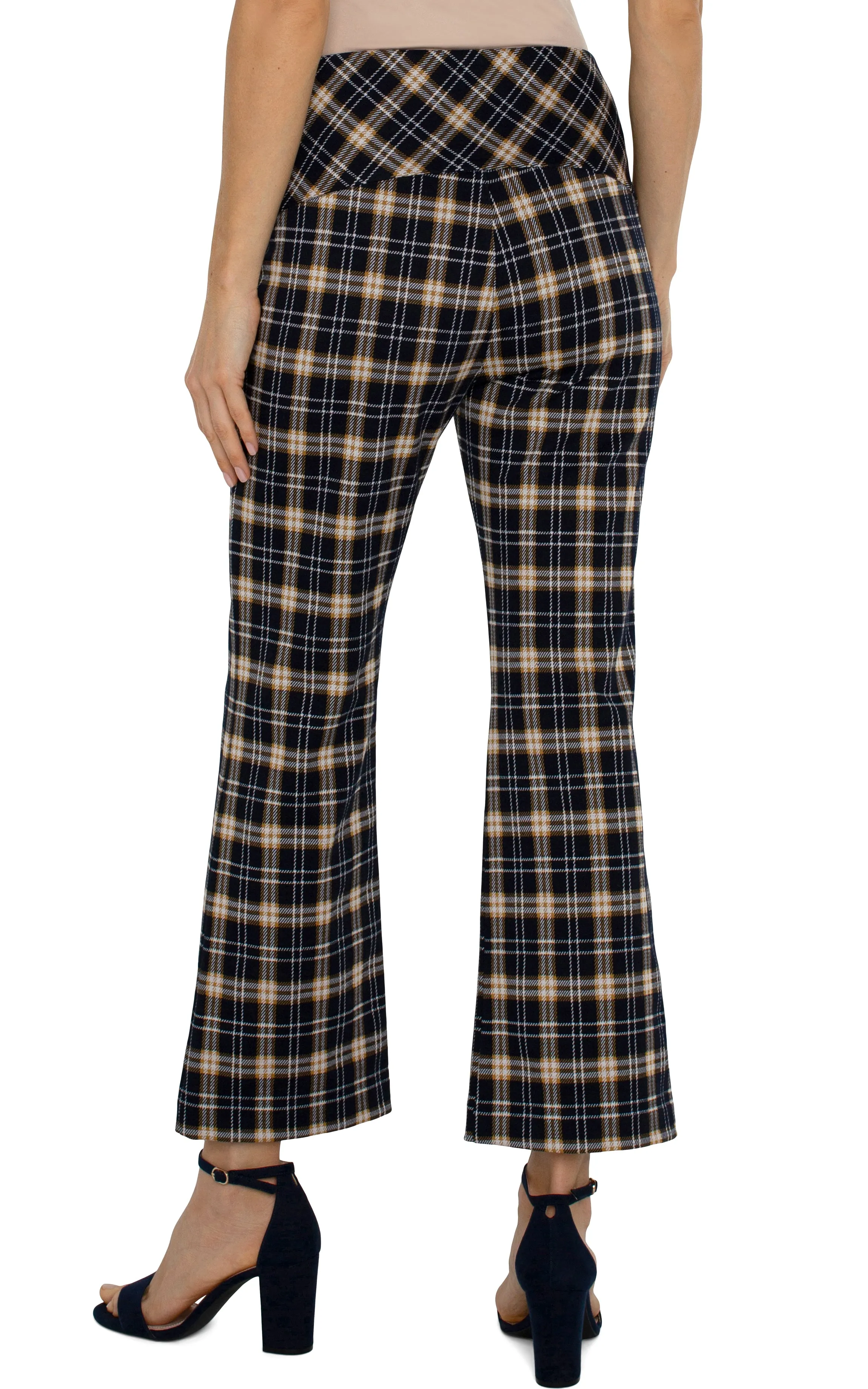 Liverpool Black Cinnamon Tartan Plaid Stella Kick Flare