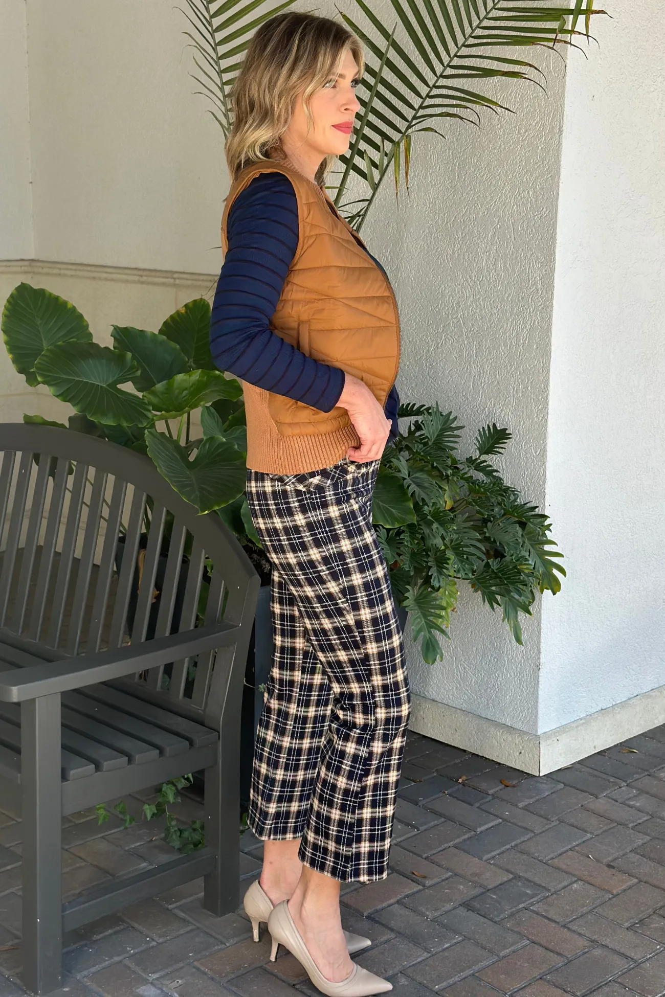 Liverpool Black Cinnamon Tartan Plaid Stella Kick Flare