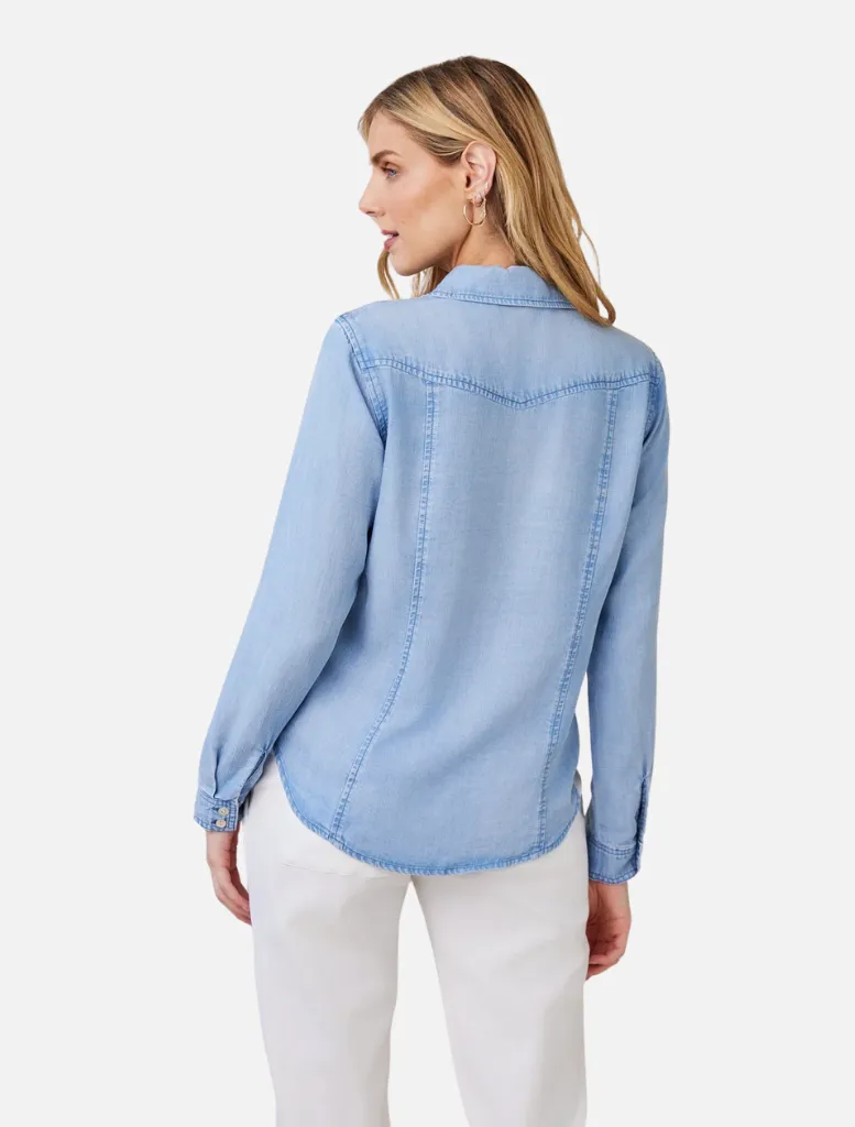 Long Sleeve Seamed Shirt - Coastal Spray Wash