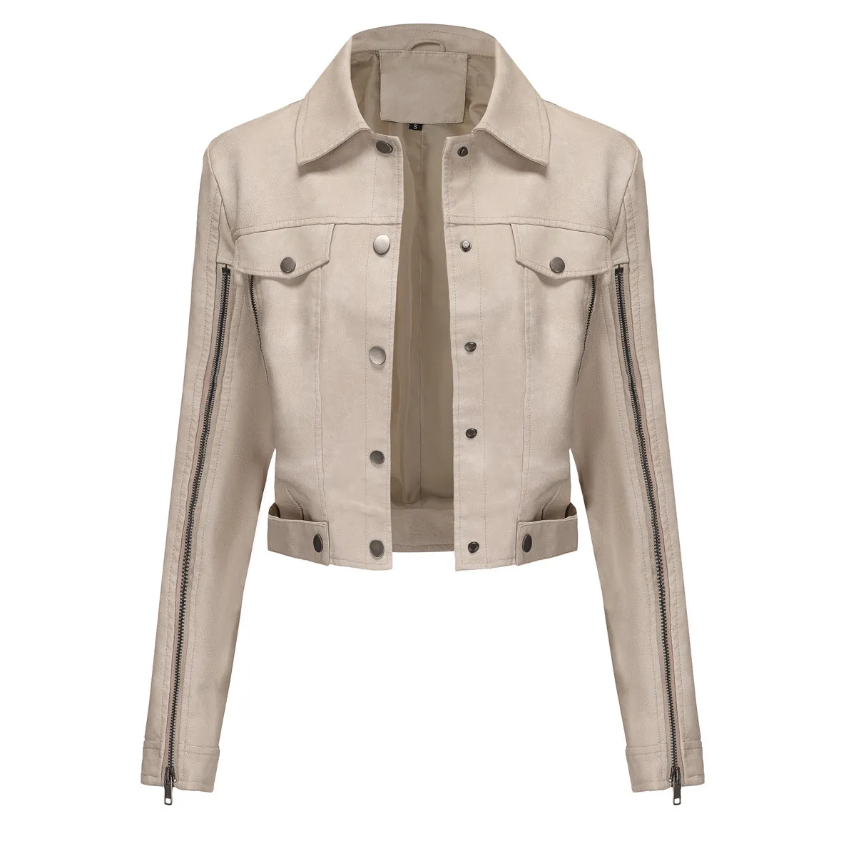 Long Sleeve Single Breasted Thin Leather Jacket