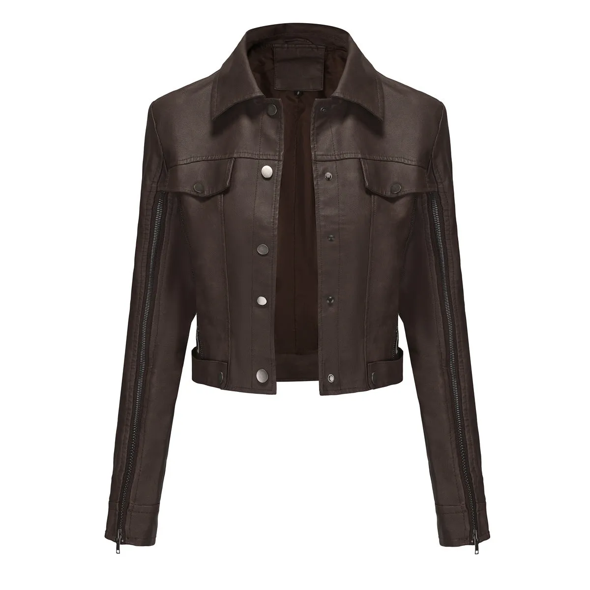 Long Sleeve Single Breasted Thin Leather Jacket