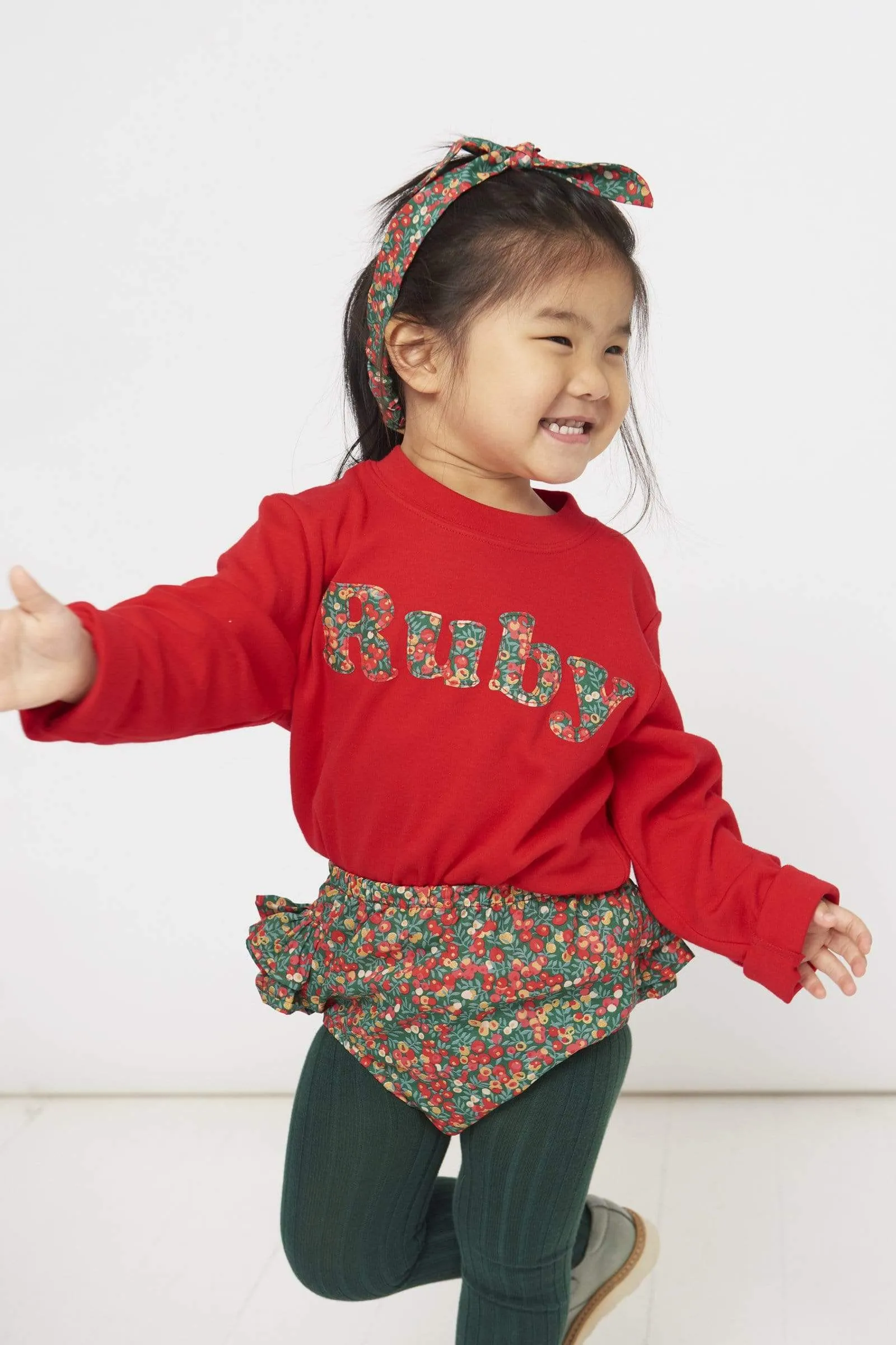 Lowercase Name Red T-Shirt in Choice of Liberty Print