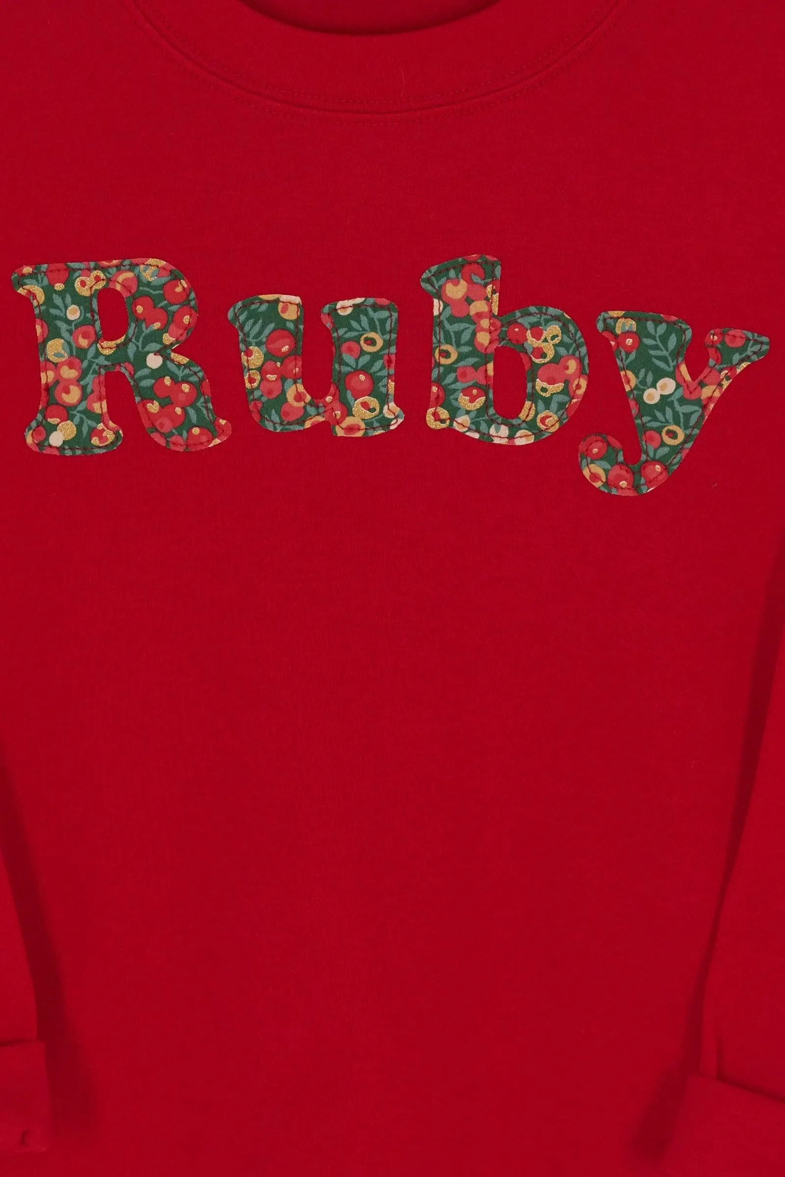 Lowercase Name Red T-Shirt in Choice of Liberty Print