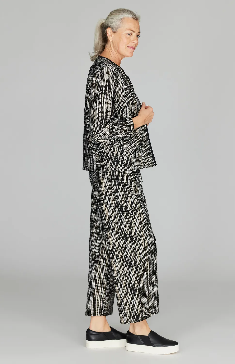 Lurex Knit Tweed Short Jacket w/ Bias Trim
