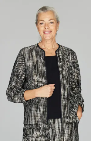 Lurex Knit Tweed Short Jacket w/ Bias Trim