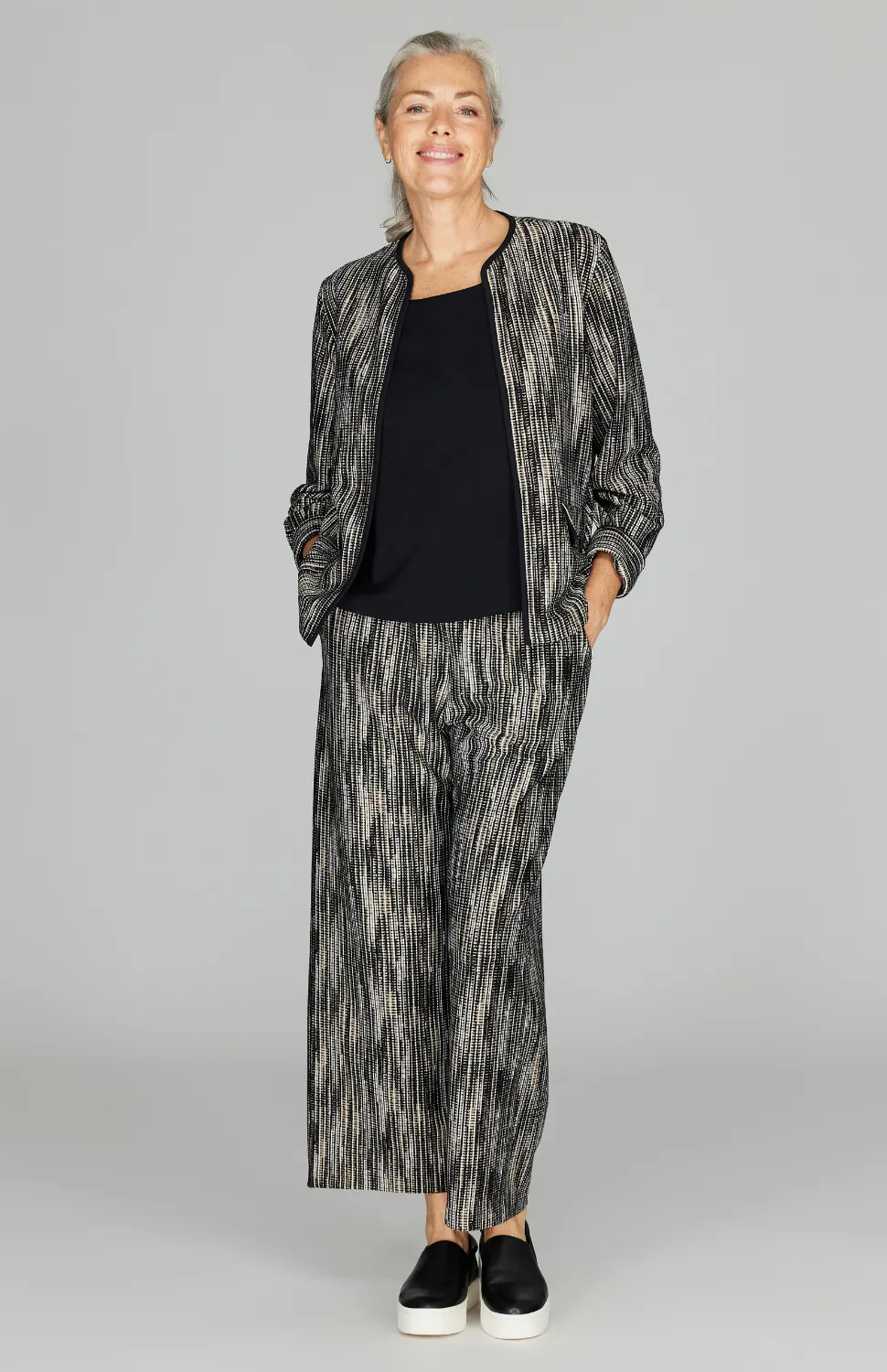 Lurex Knit Tweed Short Jacket w/ Bias Trim