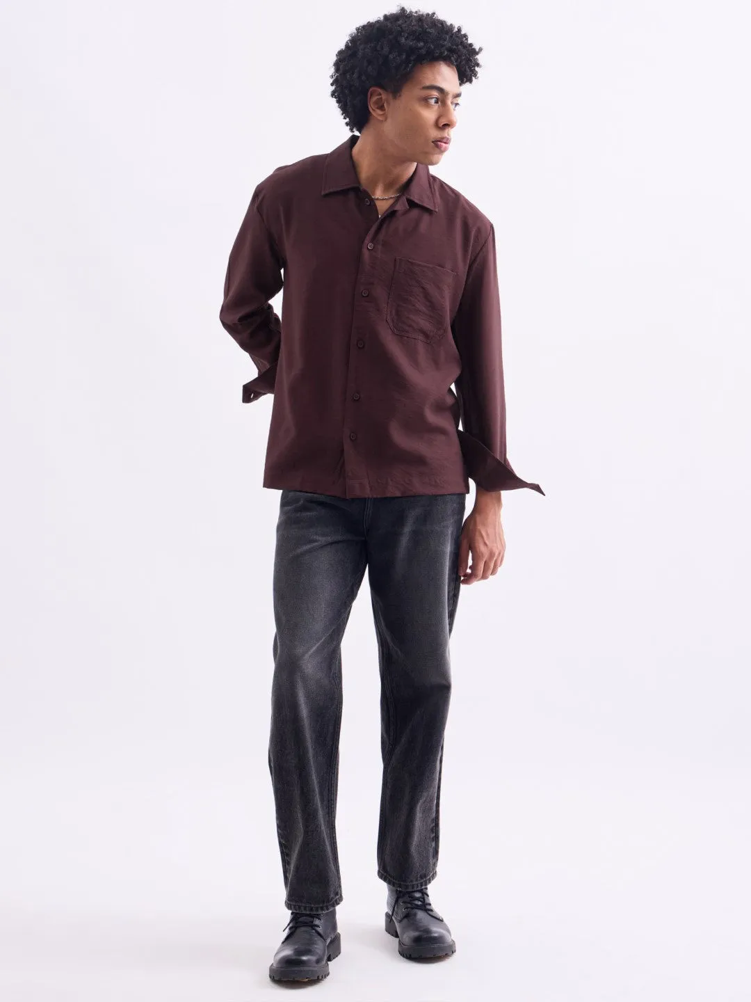 Maroon Plain Summer Overshirt