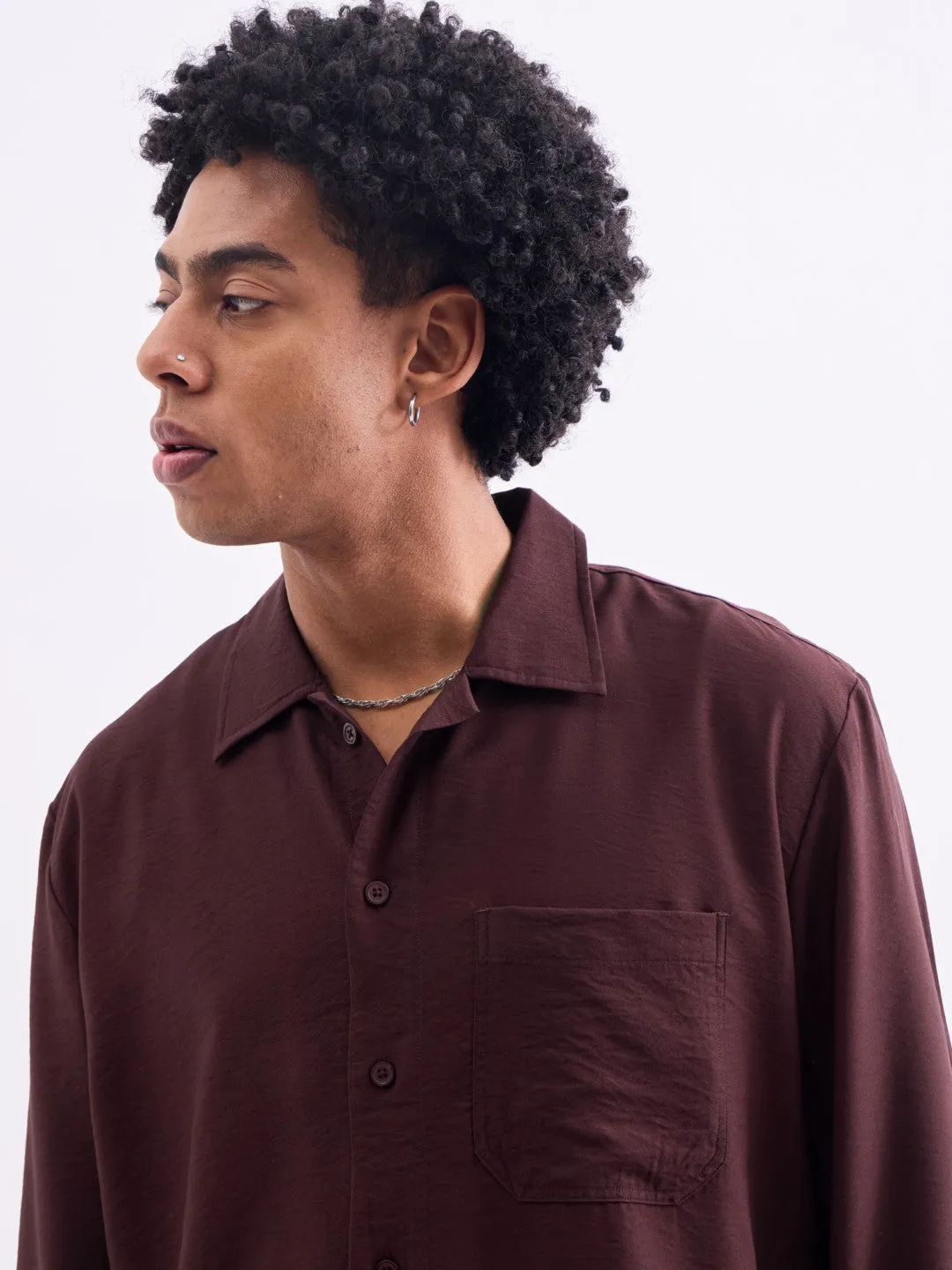 Maroon Plain Summer Overshirt