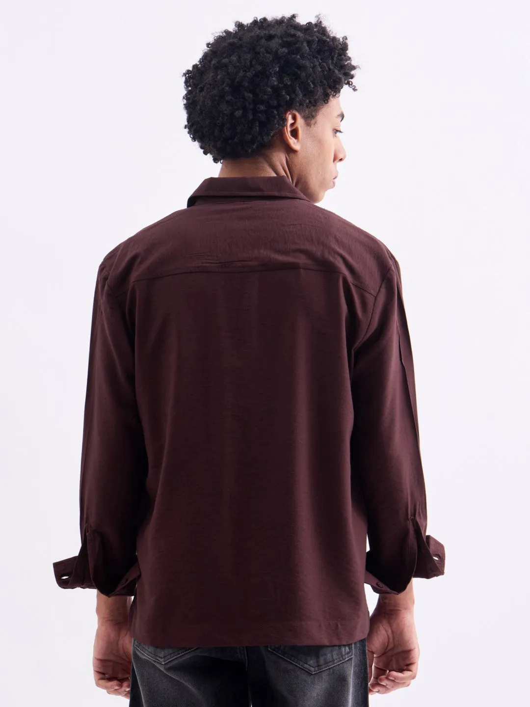 Maroon Plain Summer Overshirt