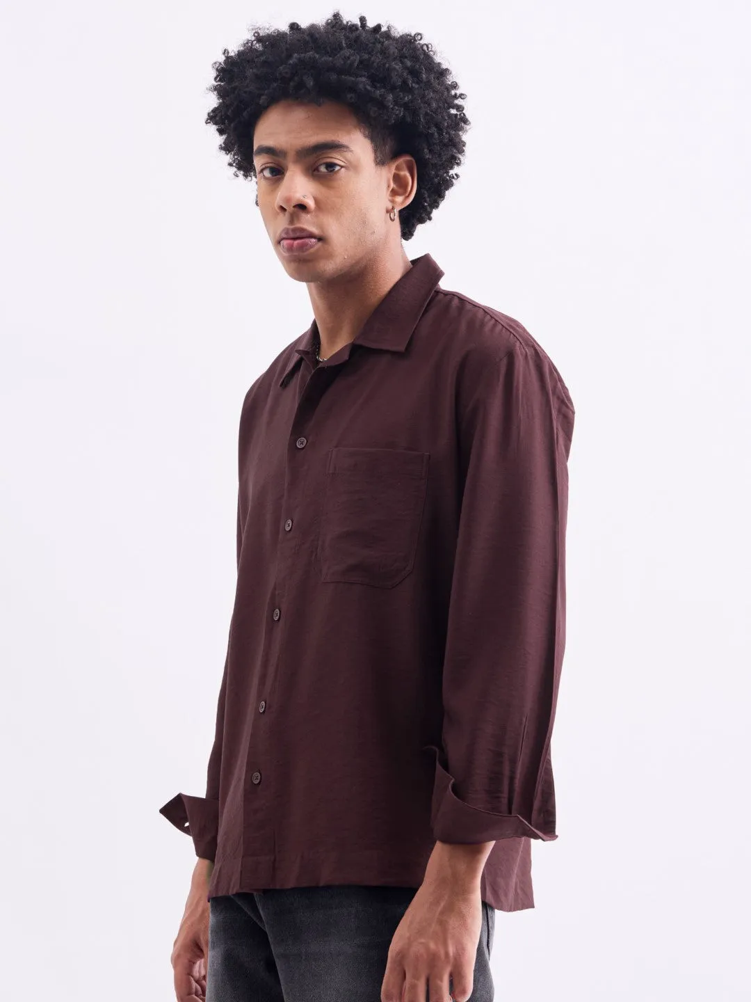 Maroon Plain Summer Overshirt
