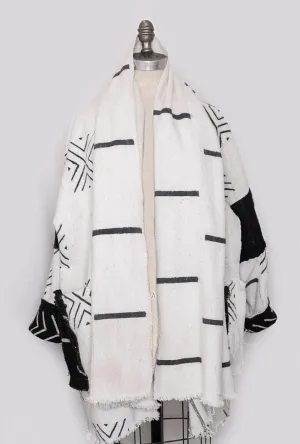 Mayan Poncho with Hoodie Shawl Collar