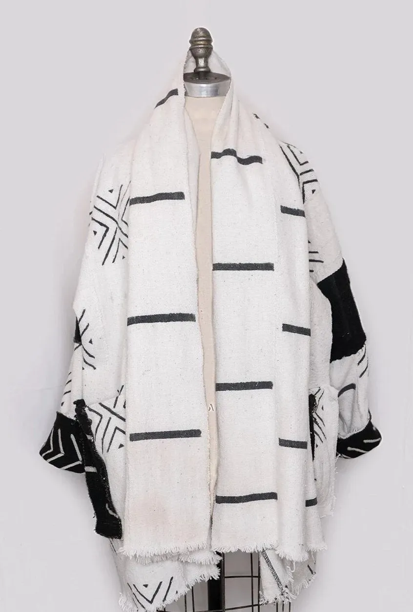 Mayan Poncho with Hoodie Shawl Collar