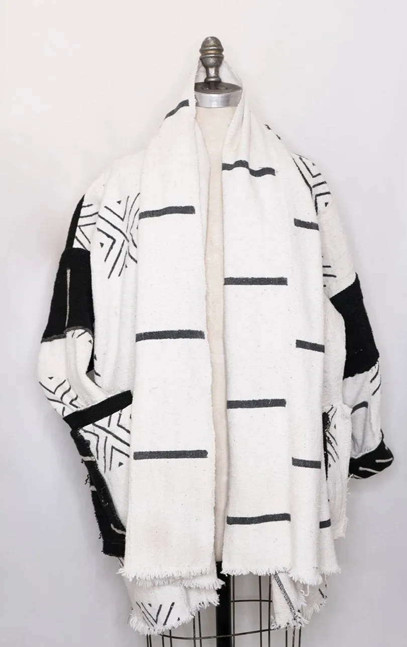 Mayan Poncho with Hoodie Shawl Collar