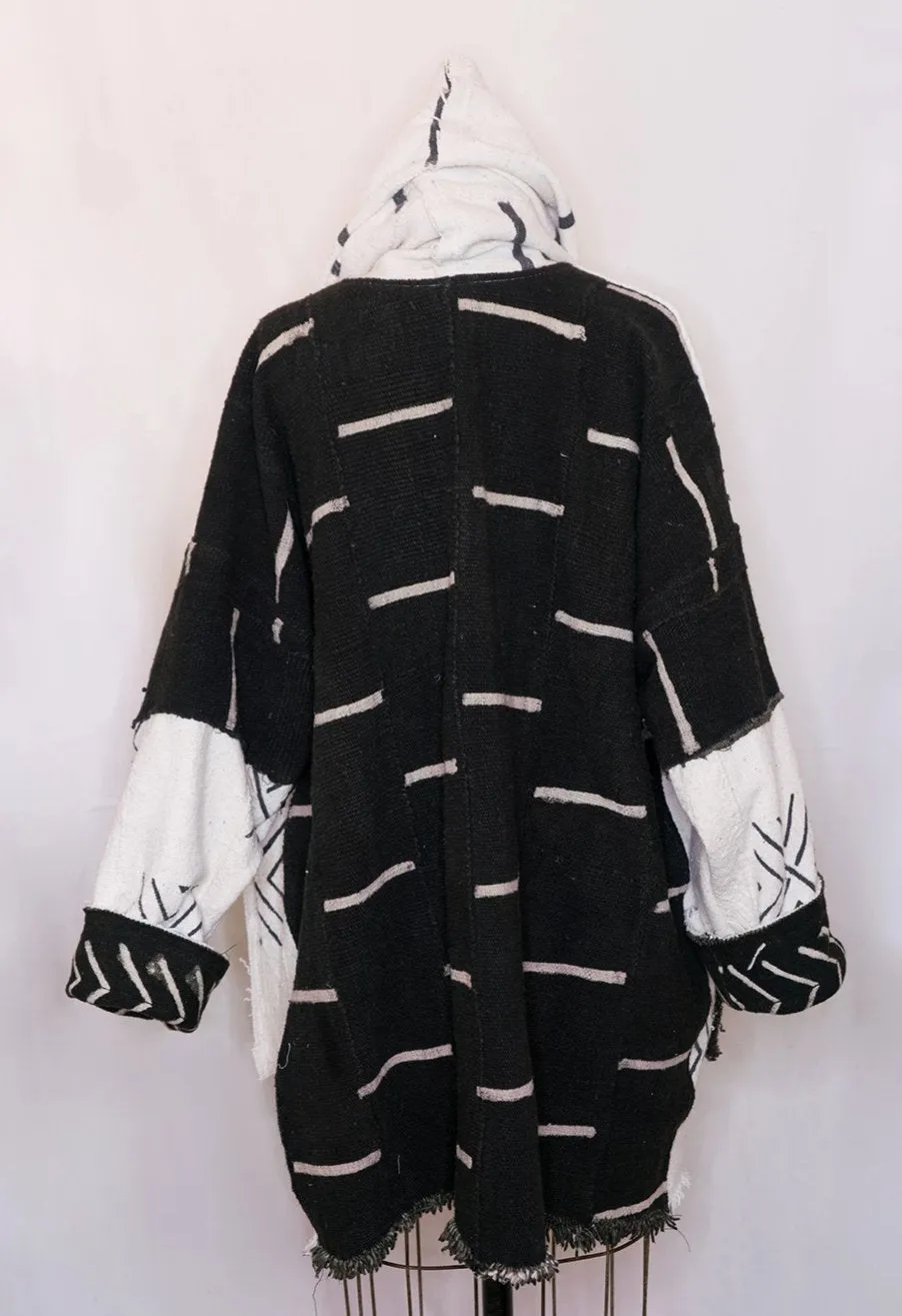 Mayan Poncho with Hoodie Shawl Collar