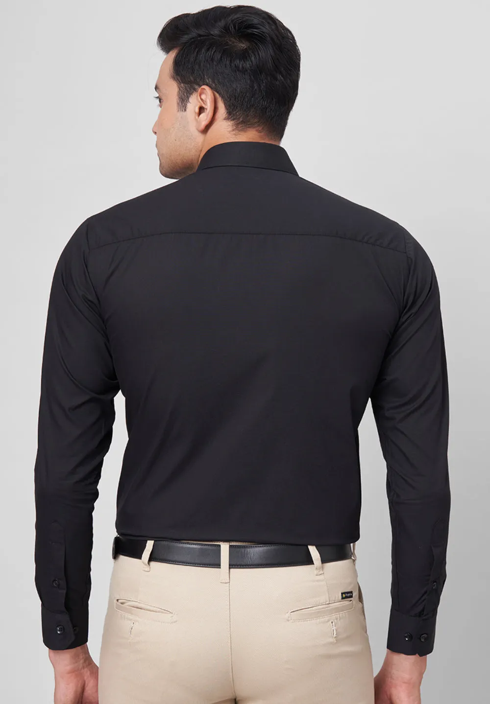 Men Black Slim Fit Full Sleeves Formal Shirt