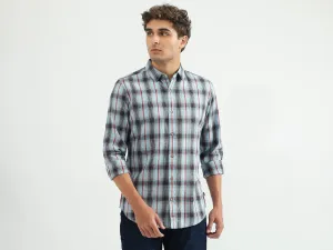 Men Checked Spread Collar Shirt