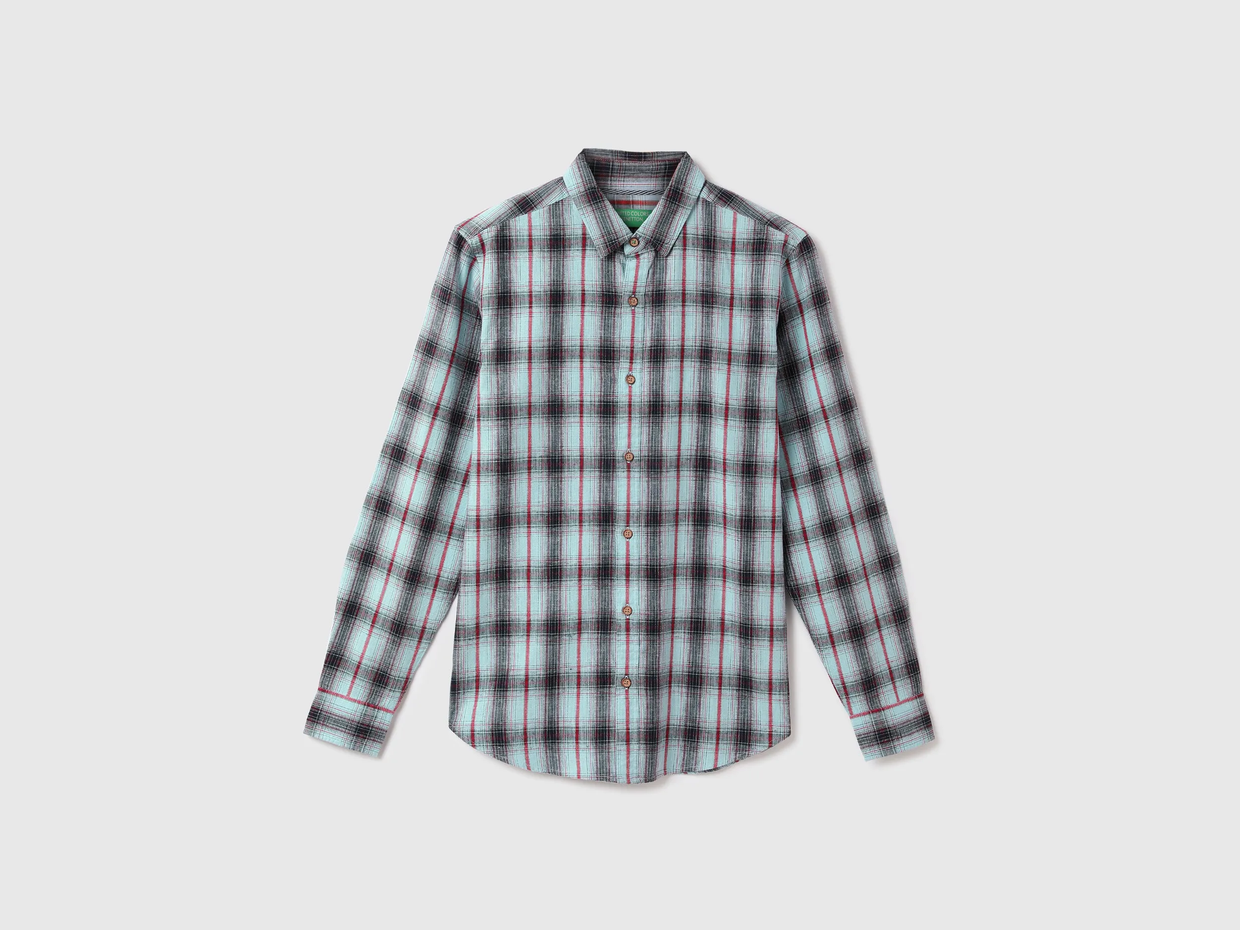 Men Checked Spread Collar Shirt