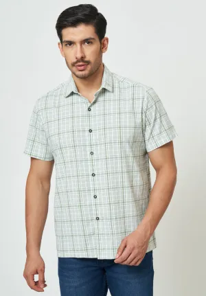 Men Green Checks Casual Shirt