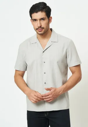 Men Light Grey Solid Casual Shirt