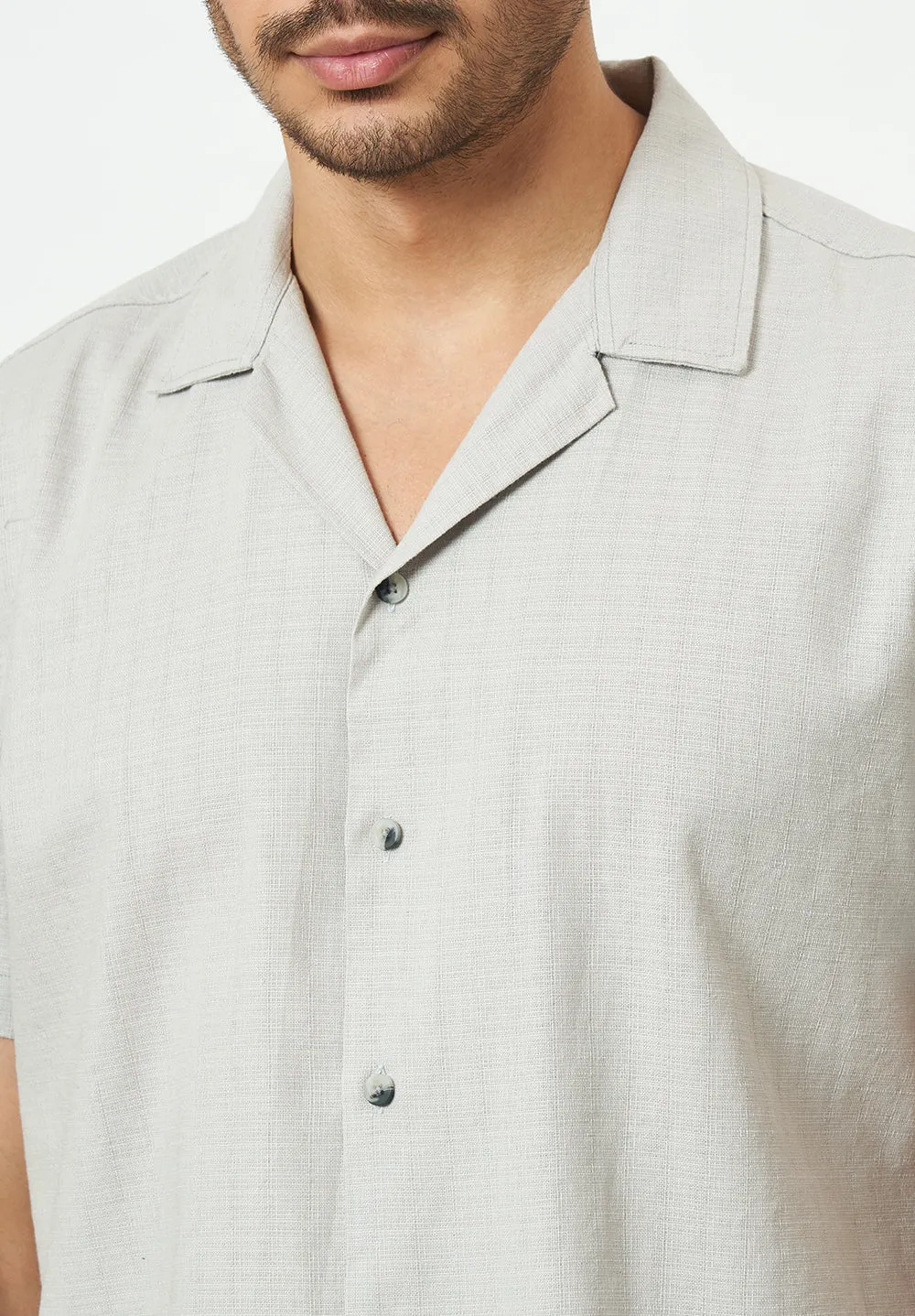 Men Light Grey Solid Casual Shirt