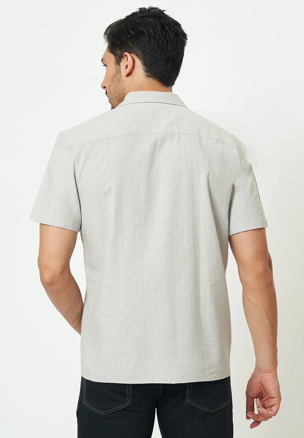 Men Light Grey Solid Casual Shirt