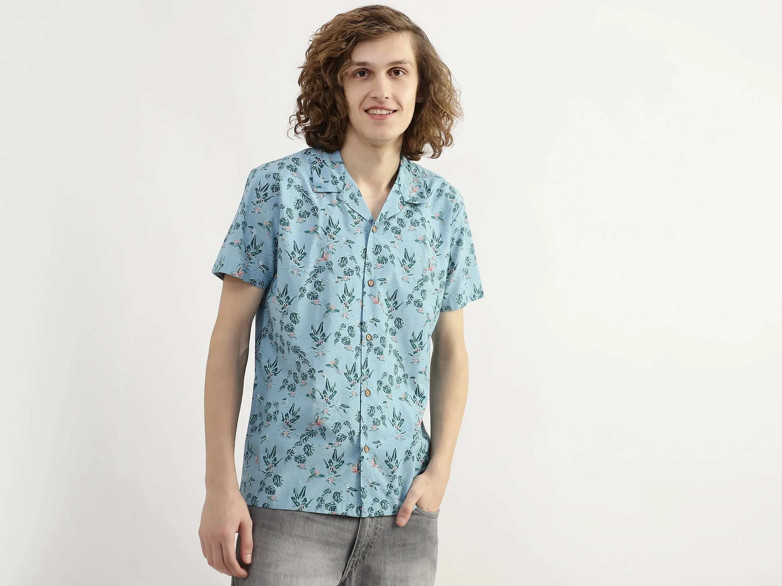 Men Printed Resort Collar Shirt