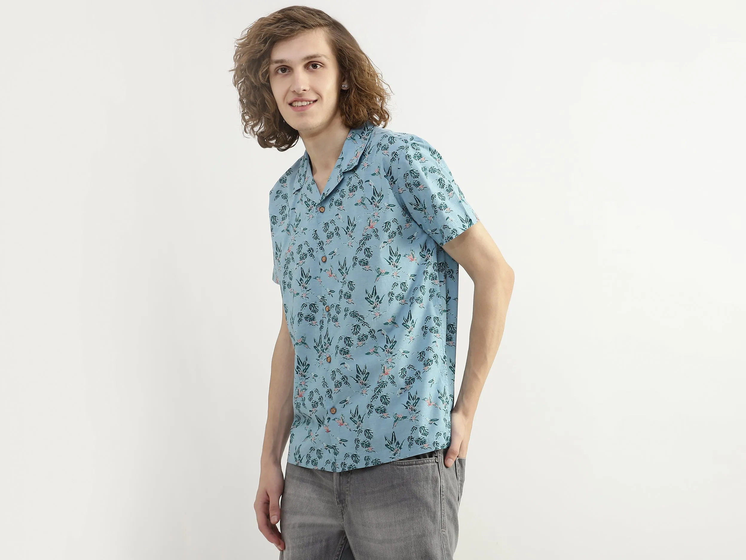 Men Printed Resort Collar Shirt