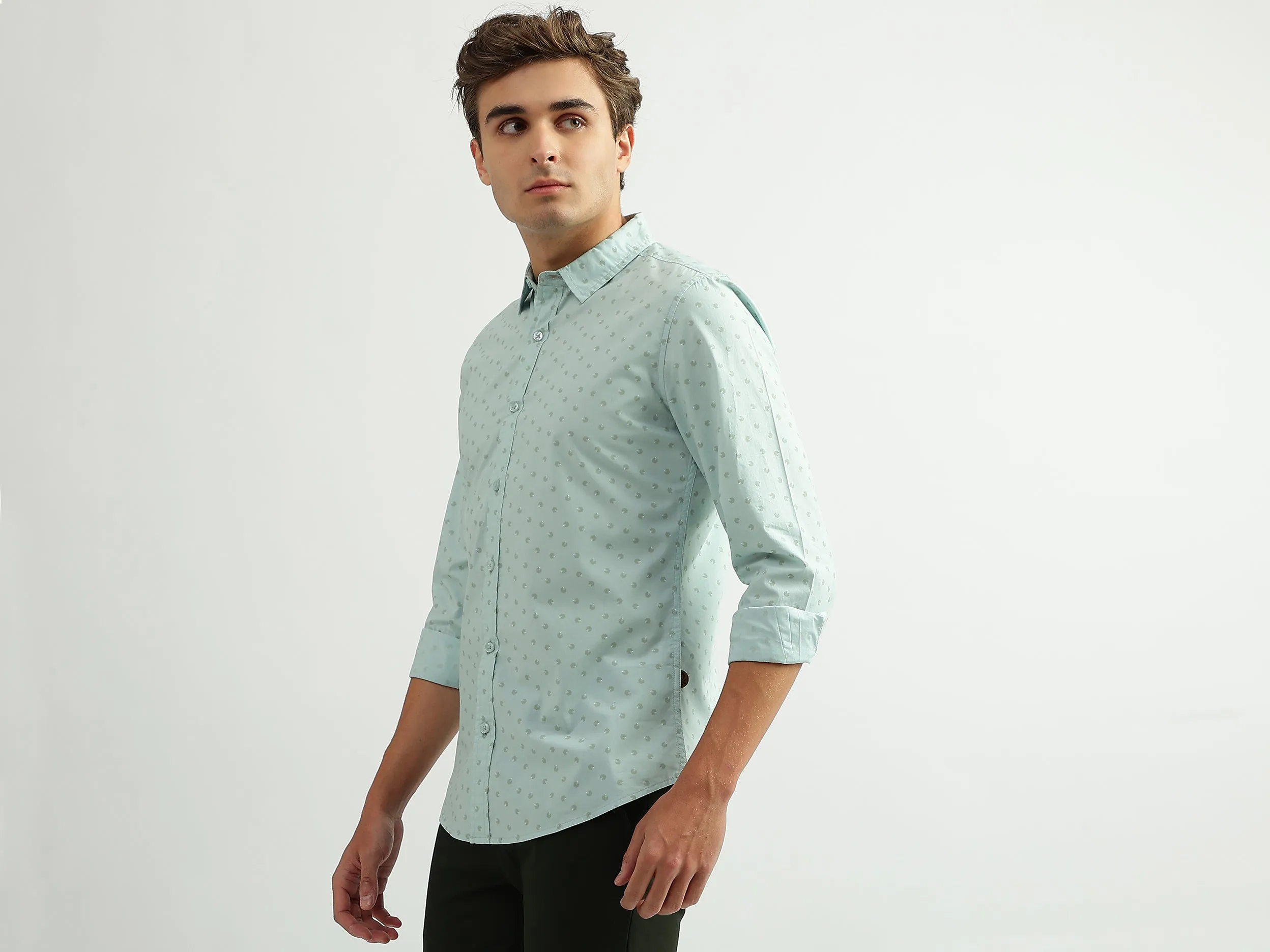 Men Printed Spread Collar Shirt