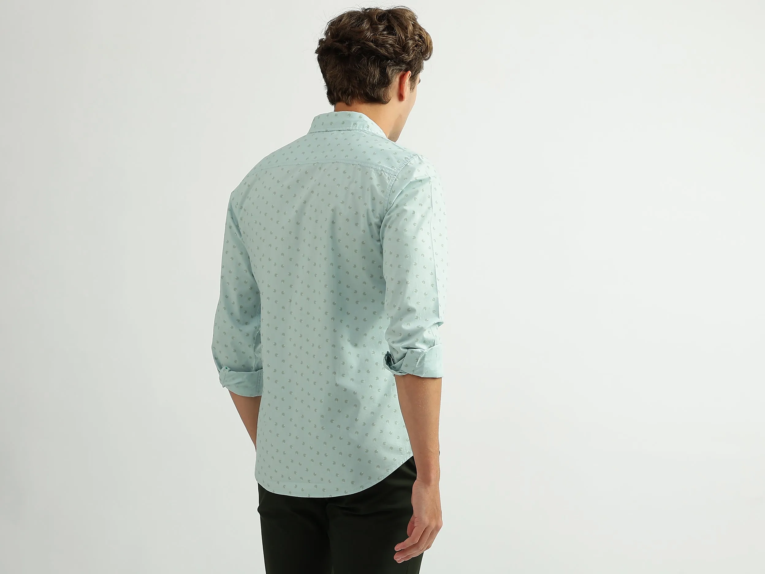 Men Printed Spread Collar Shirt