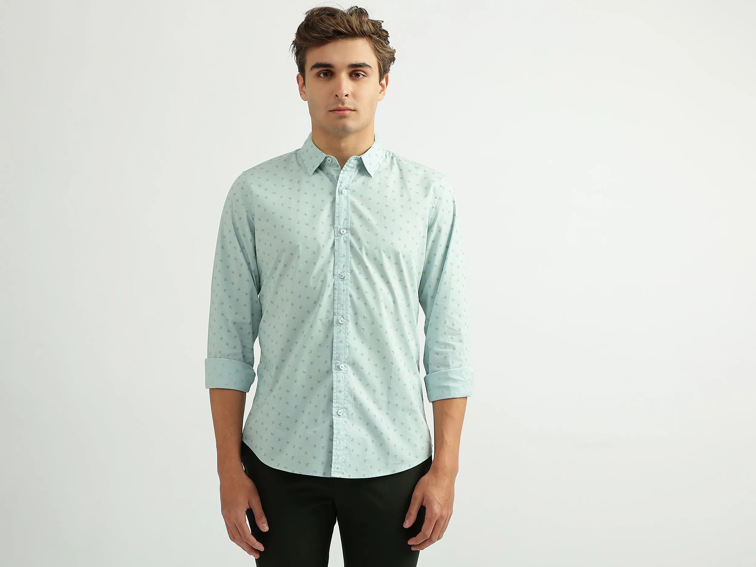 Men Printed Spread Collar Shirt