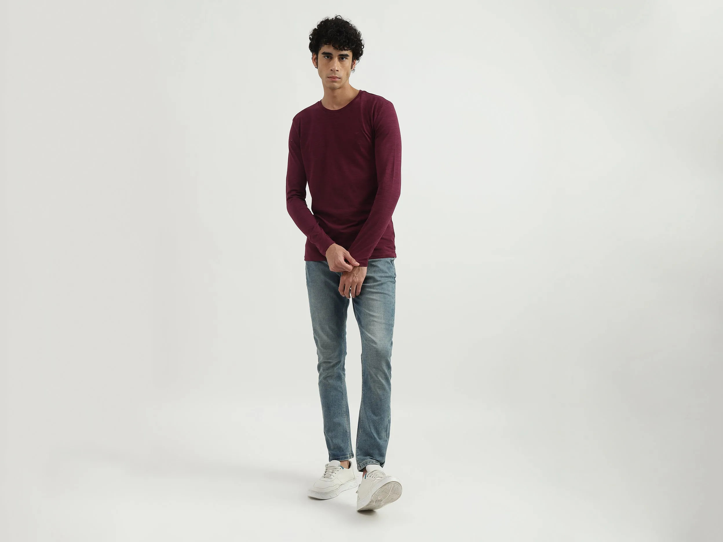 Men Textured Round Neck T-shirt