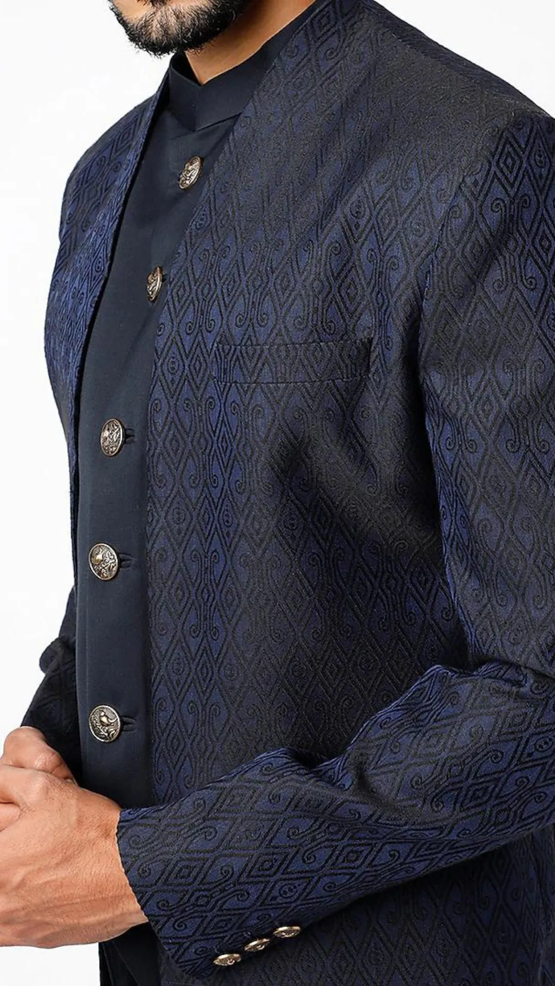 Mens Dark Blue Bandhgala Jacket