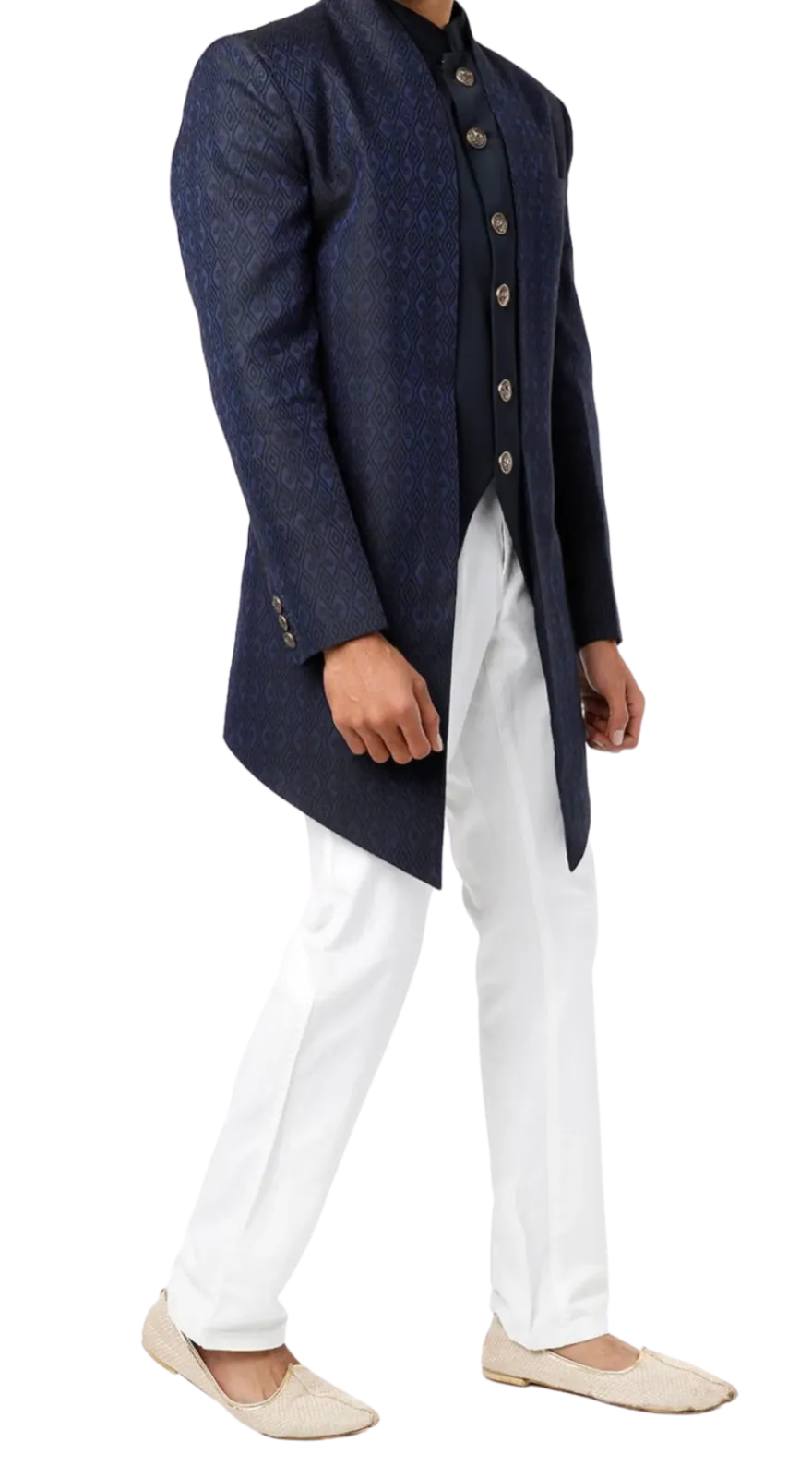 Mens Dark Blue Bandhgala Jacket