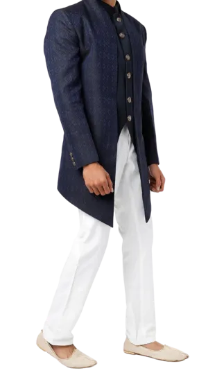 Mens Dark Blue Bandhgala Jacket