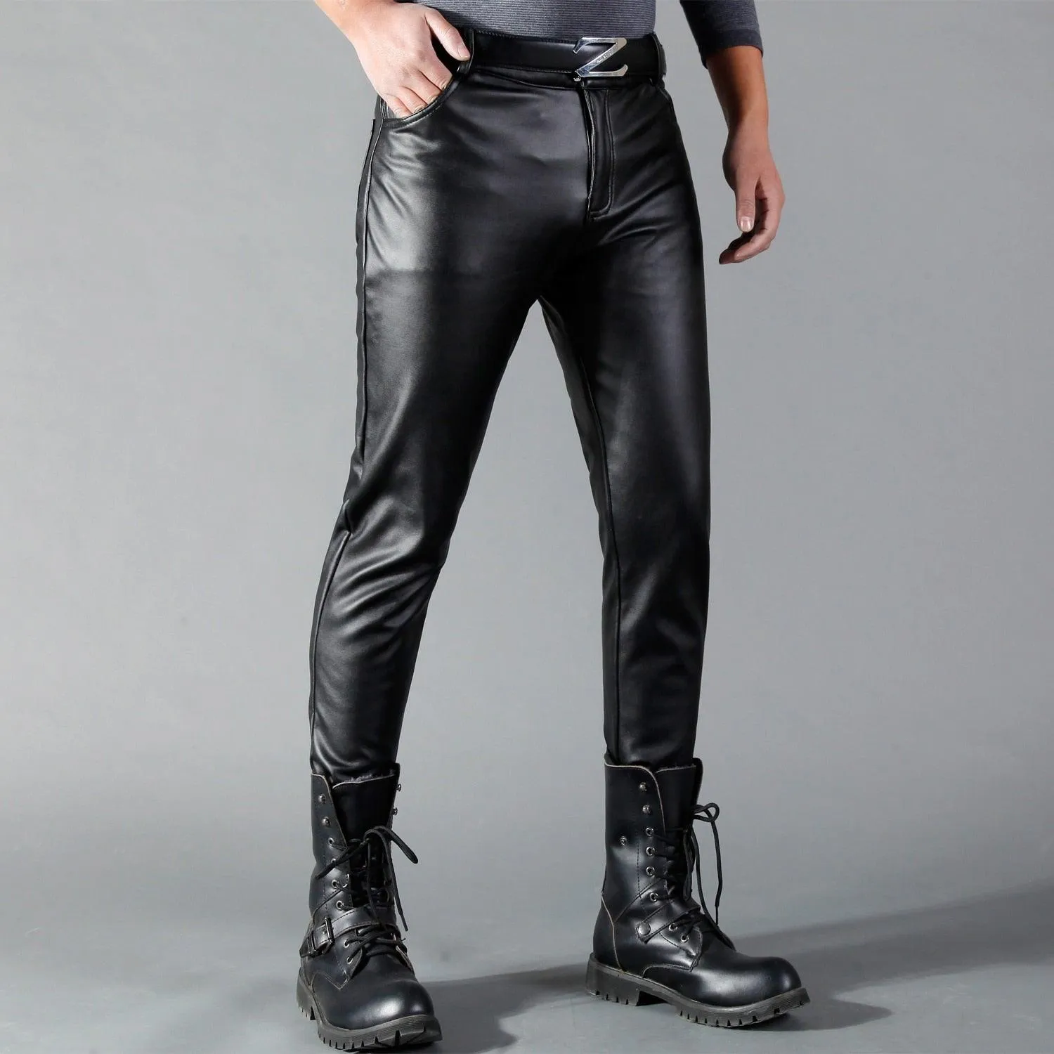 Men's Fashionable Skinny Fit Leather Pants