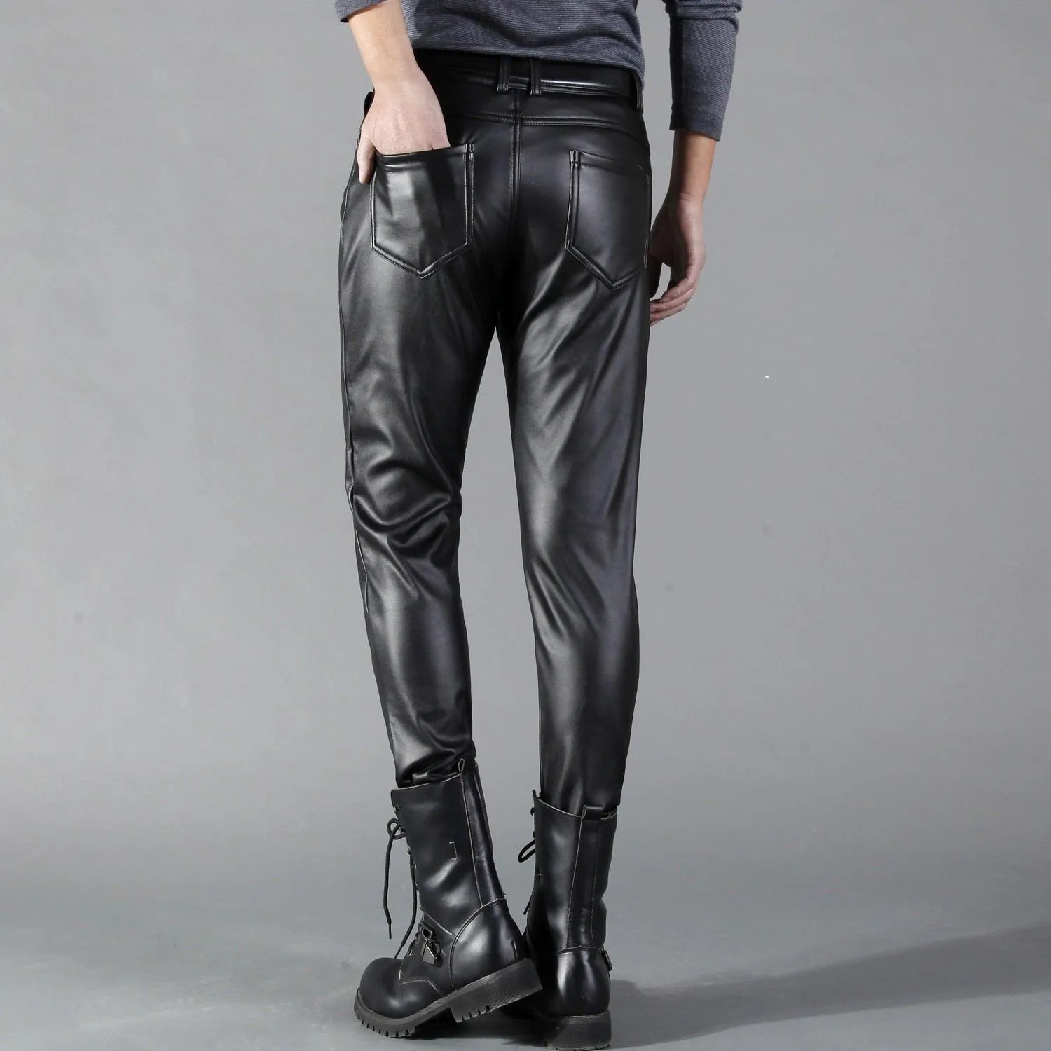 Men's Fashionable Skinny Fit Leather Pants