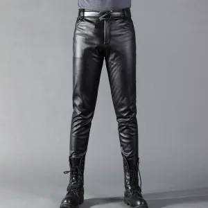 Men's Fashionable Skinny Fit Leather Pants
