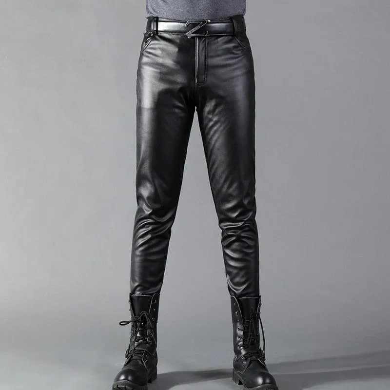 Men's Fashionable Skinny Fit Leather Pants