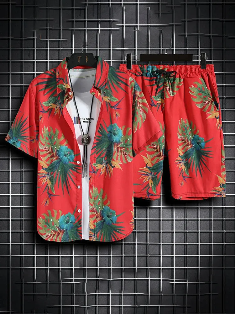 Men's Hawaiian Shirt & Shorts Set