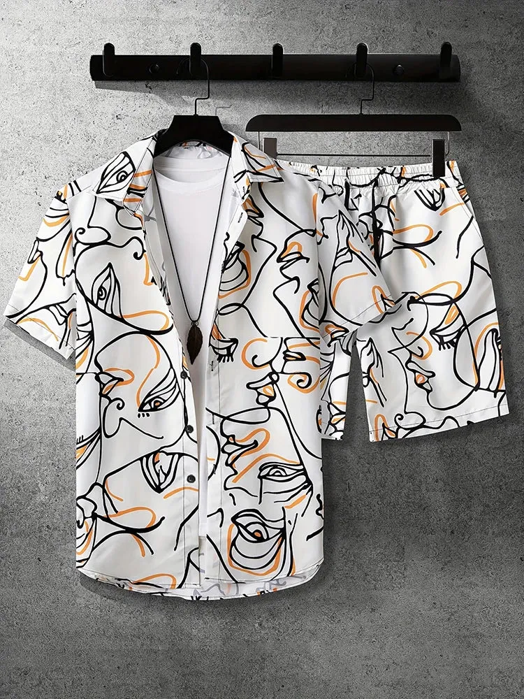 Men's Hawaiian Shirt & Shorts Set