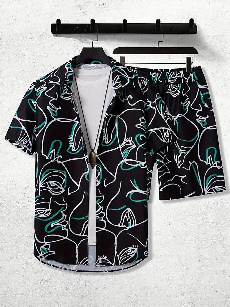 Men's Hawaiian Shirt & Shorts Set