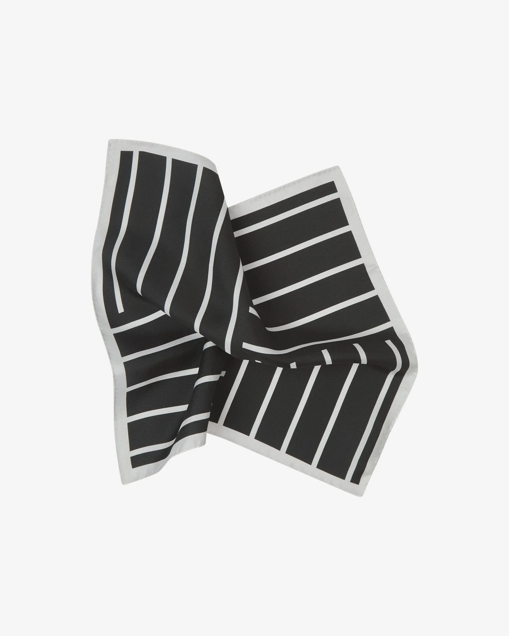 Men's Silk Pocket Square in Black & White Stripes - The Lloyd