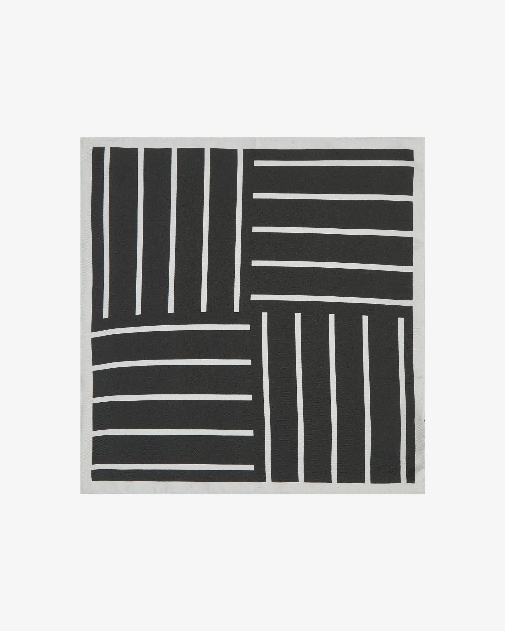 Men's Silk Pocket Square in Black & White Stripes - The Lloyd