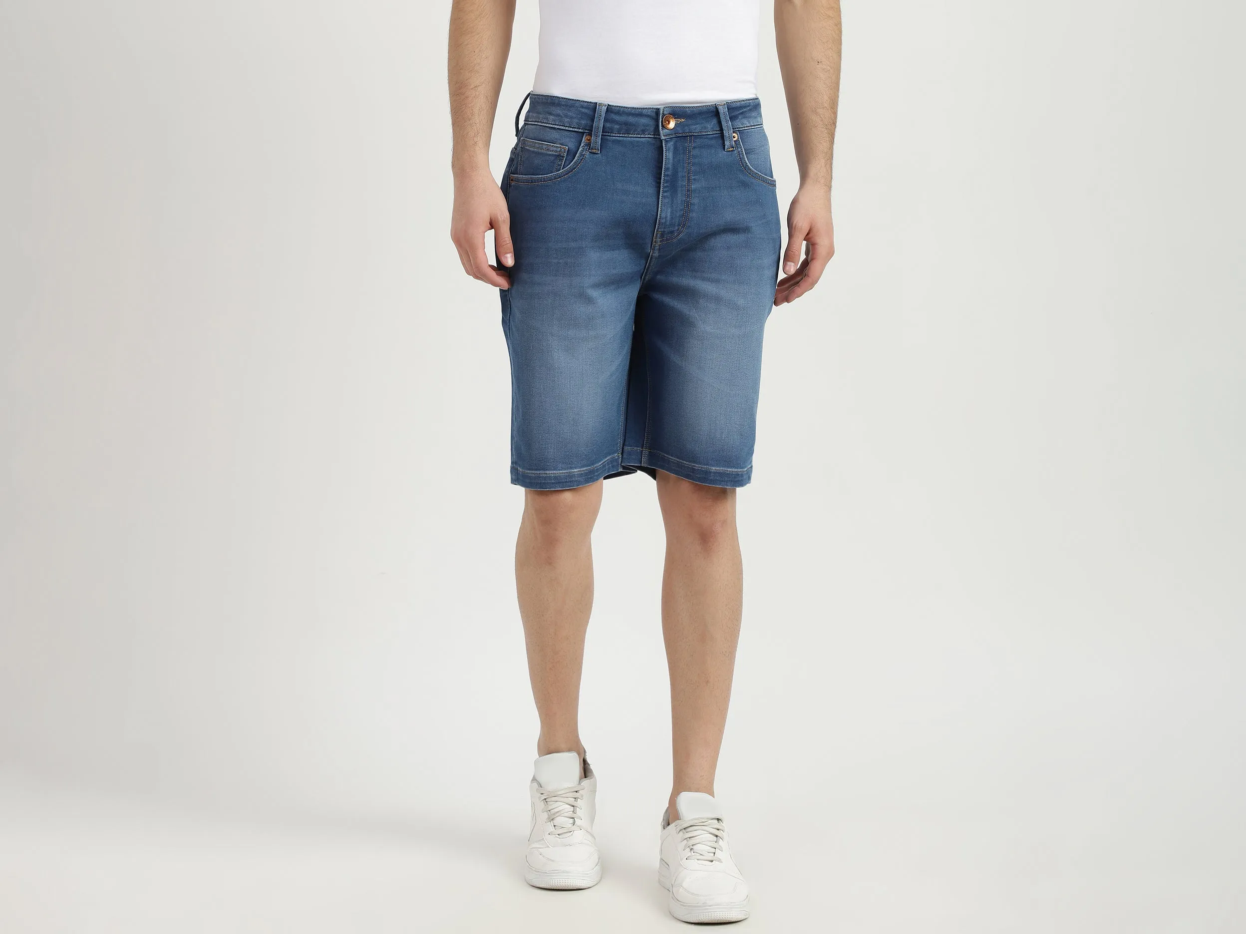 Mens Slim Fit Solid Shorts