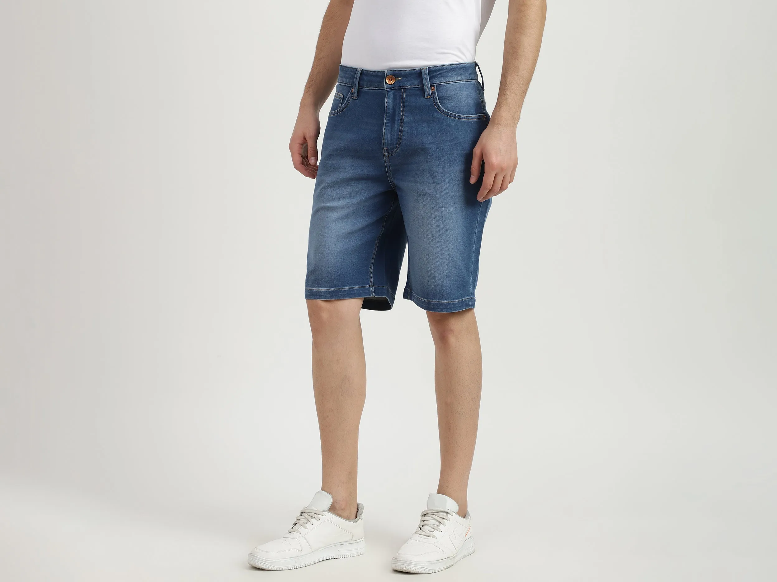 Mens Slim Fit Solid Shorts