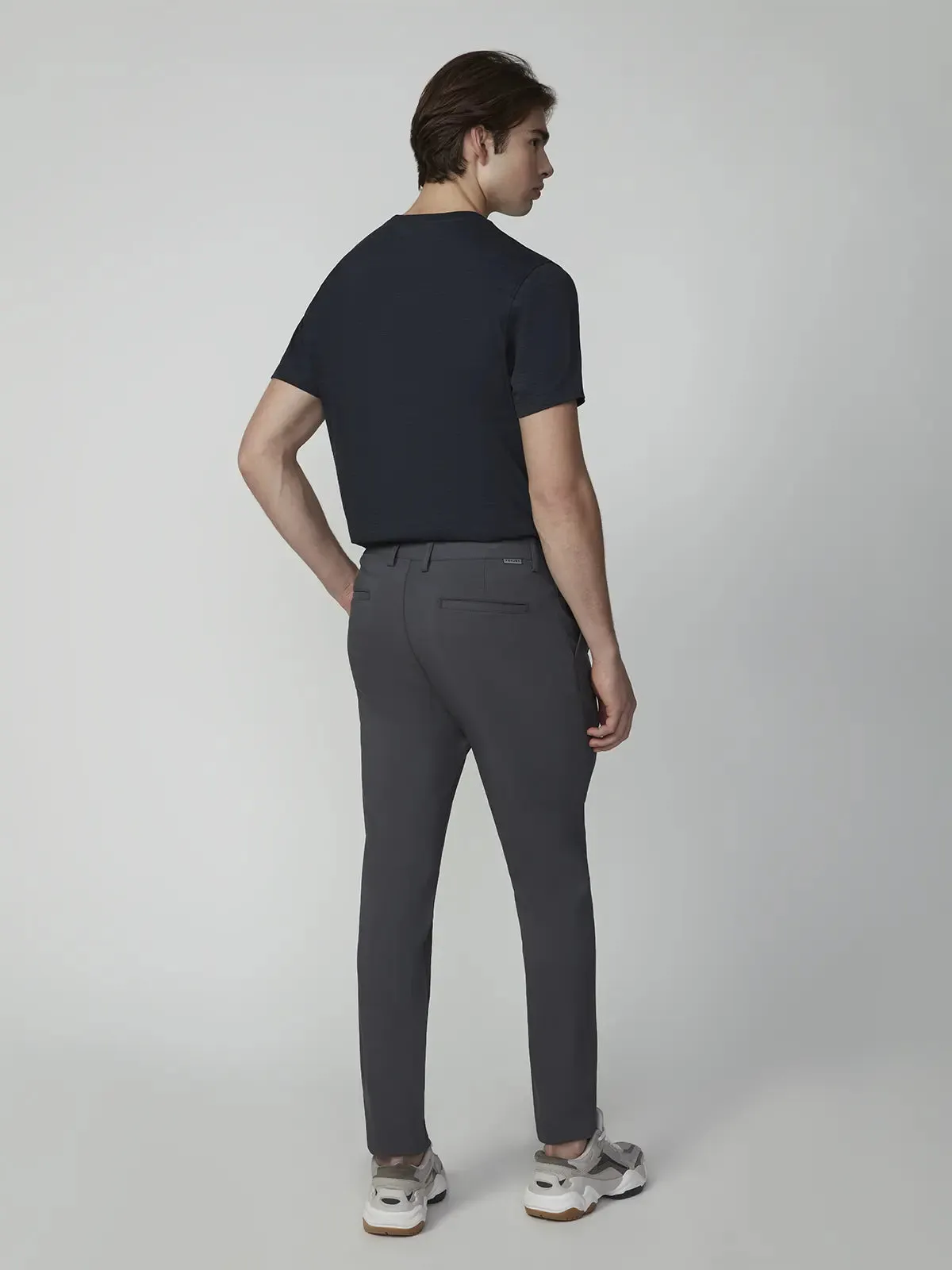 Men's Solid Bungee Casual Pleated Chino Pant