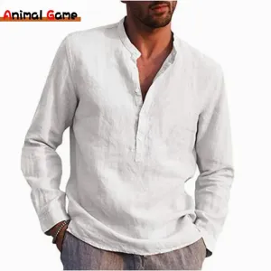Men's Solid Color Linen Spring Shirt