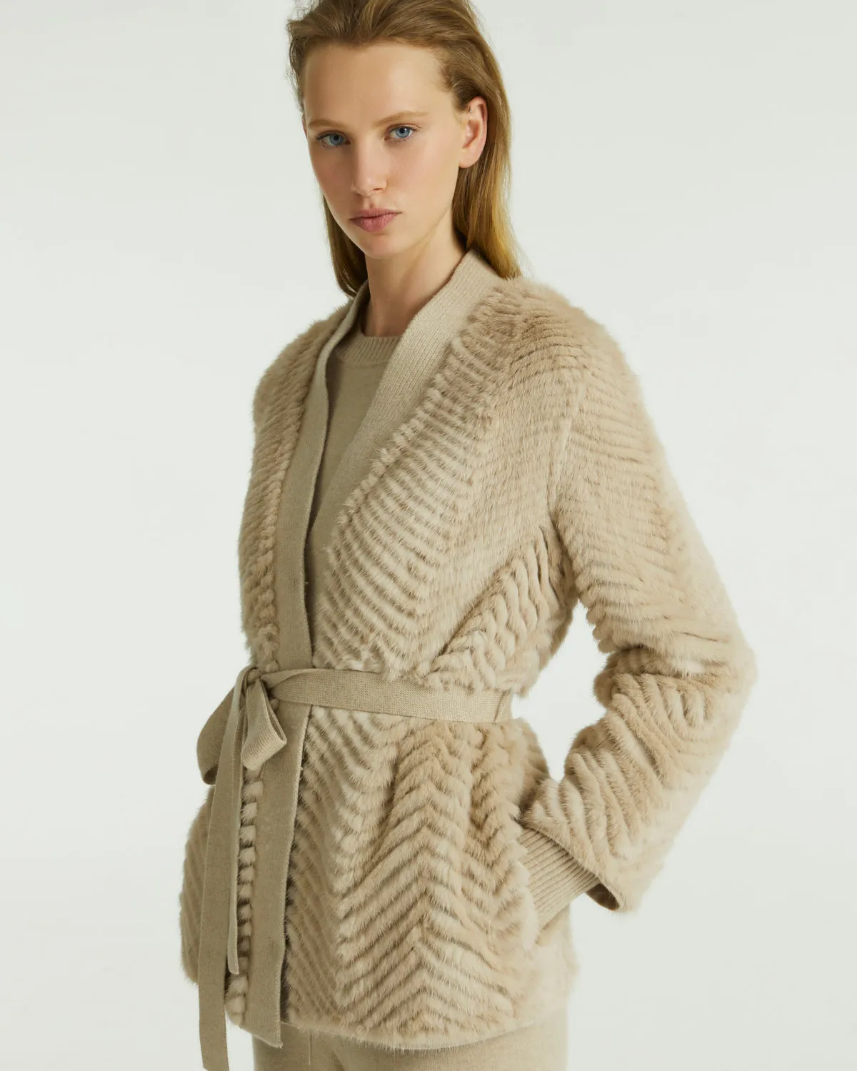 Merino knit and mink jacket